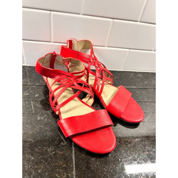 S-Eden-D Women's Genuine‎ Leather Braided Strappy Sandals Summer Red Size 37 - Picture 1 of 9